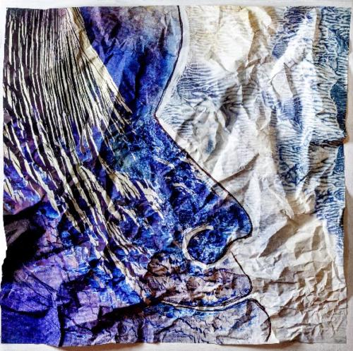 MaurizioMartina, Viso pezzato d'azzurro, 100x100-cm , foto di Alice Stella