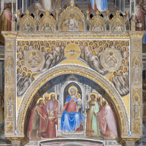 Giusto de' Menabuoi, San Giovanni Battista affida la committente Fina Buzzaccarini alla Vergine, Battistero del Duomo, 1375-1376