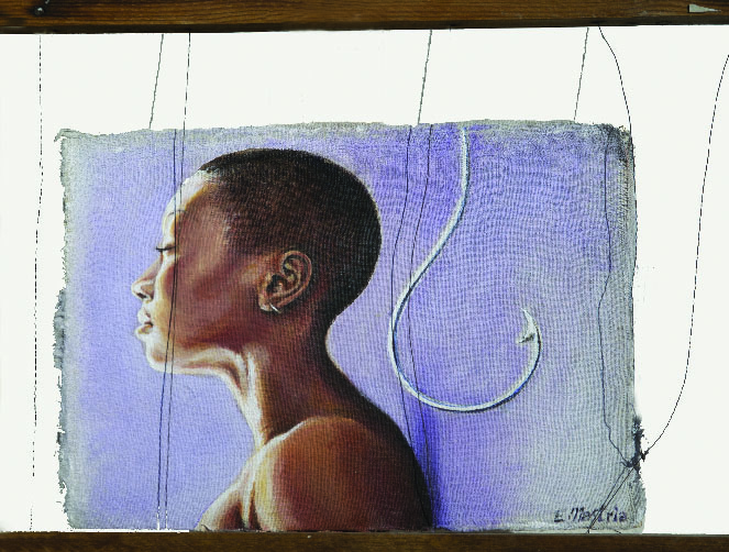 Enza MastriaAfric Amotecnica mista, tela preparata: acrilico e olio posata su telaino per arnie30x47 cm, 2013 