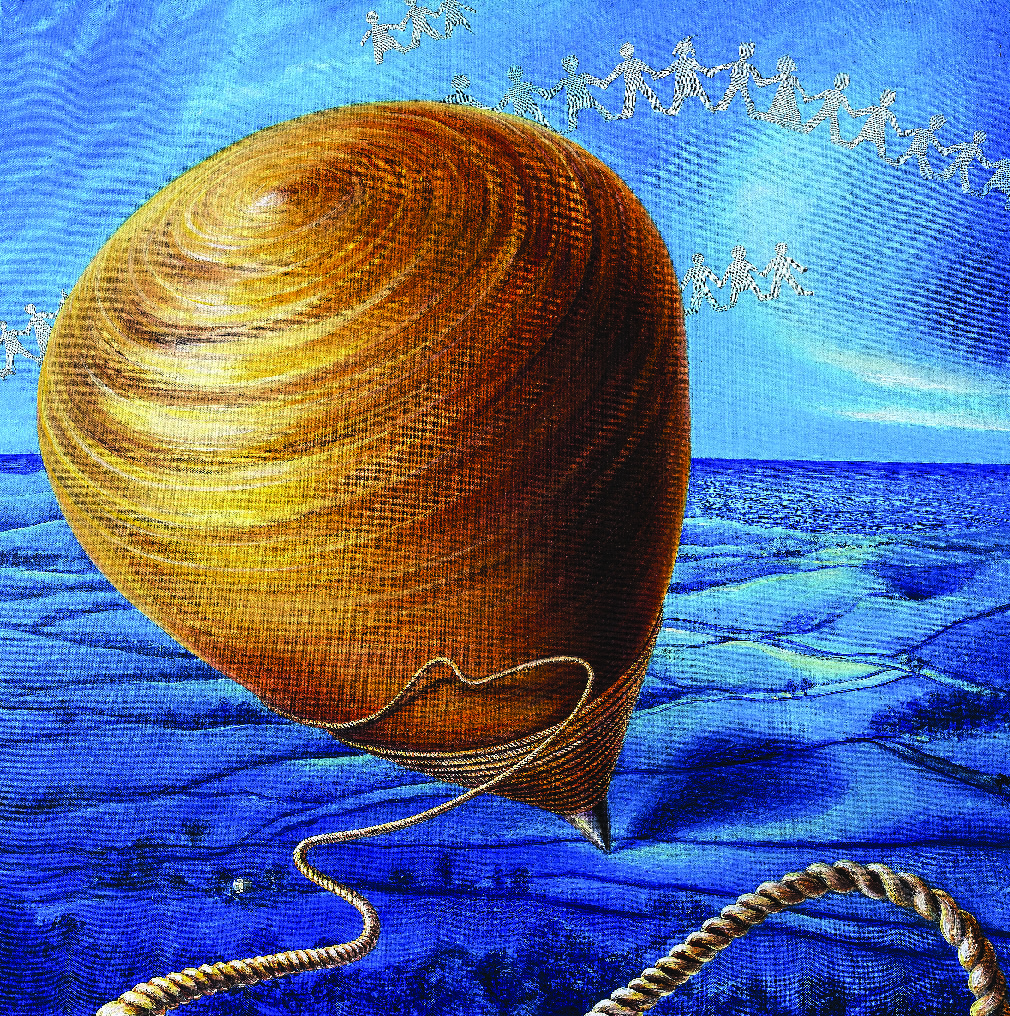 Enza MastriaCurru, la trottola del genitoreacrilico, olio, tessuto su tela, 90x90 cm, 2006