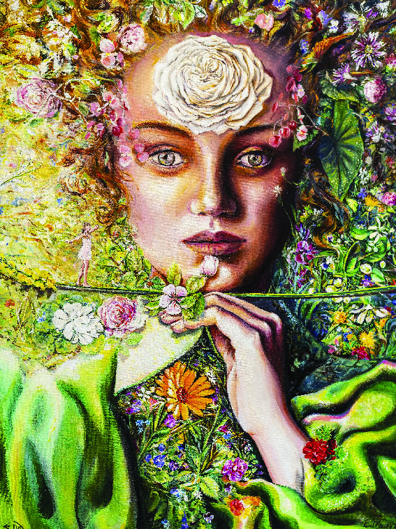  Enza MastriaDonna in giardinoacrilico- olio su tela, 70x80 cm, 2023