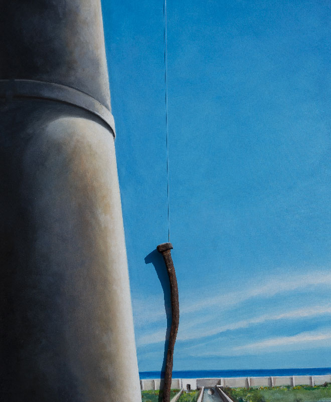  Enza Mastria Idrovoreacrilico su tela con chiodo del luogo, 70x90 cm, 2009